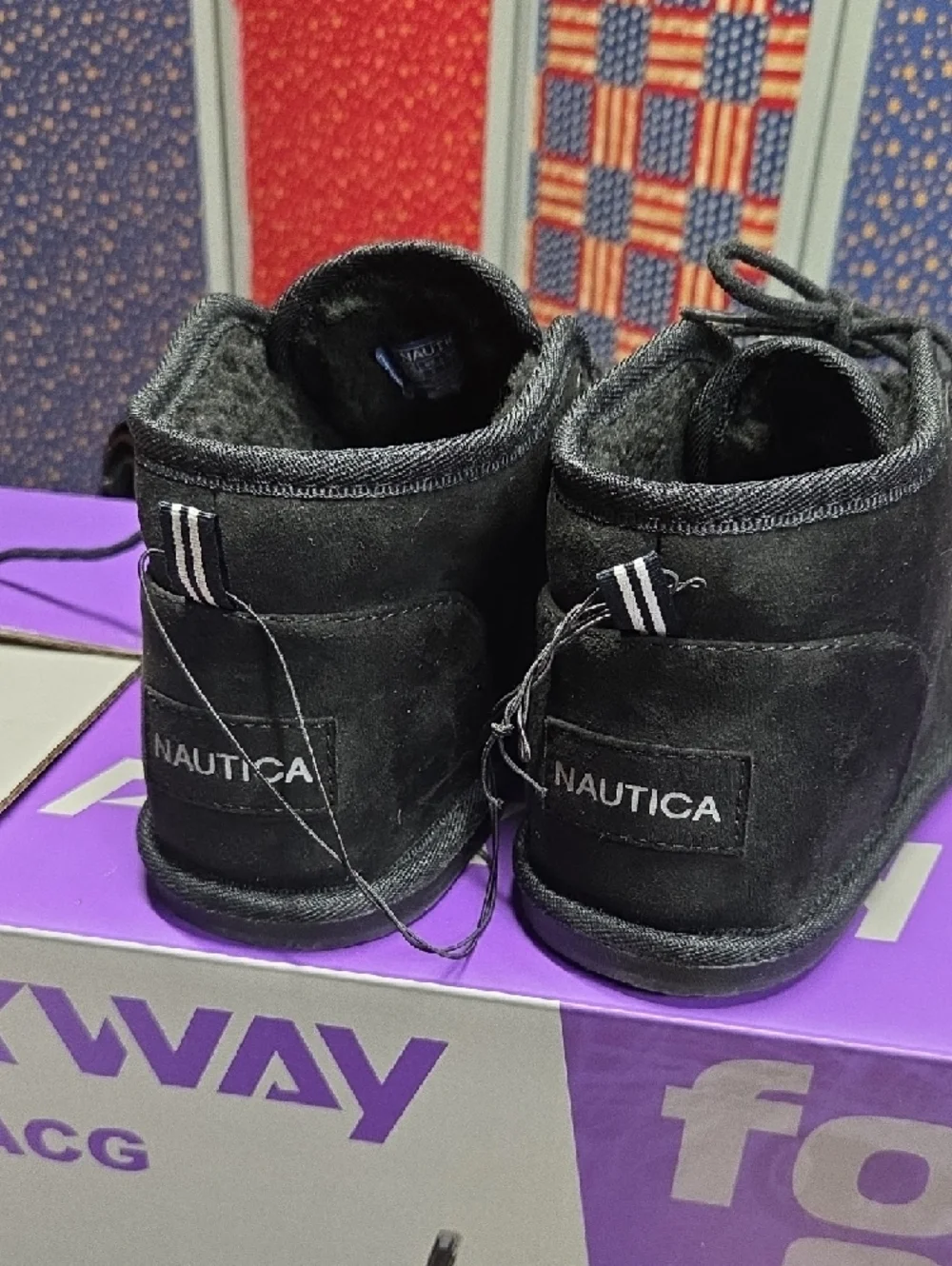 Nautica Black Suede-Look Lace-Up Men's Moccasins Style